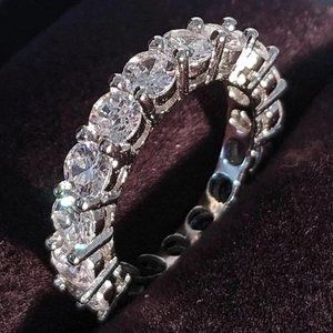 NEW 4MM ETERNITY BAN 925 STERLING SILVER RING, CUTE RING, SHINY RING.